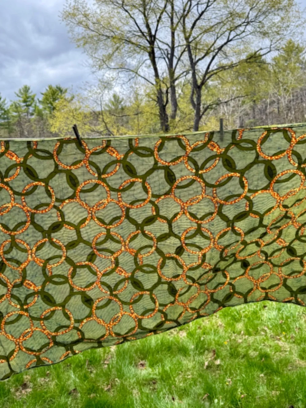 New Guaranteed Real Wax HiTarget African Fabric 1.75 yds Orange Green Circles
